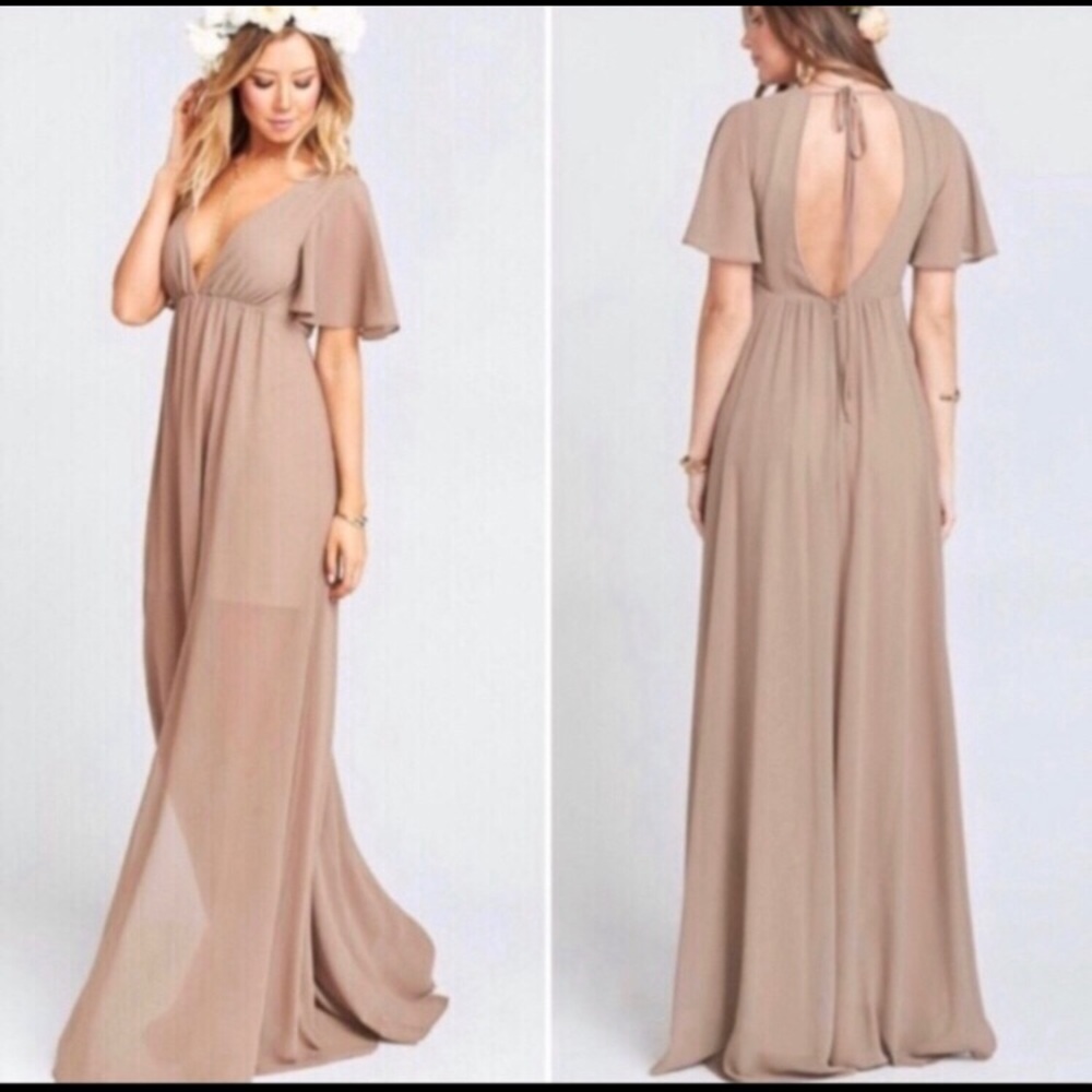 Show Me Your MuMu Taupe Maxi Dress